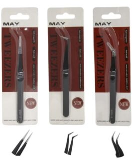 Juego De 3 Pinzas may negras Aplicación Extensiones De Pestañas volumen ruso V-26-MAY-NEGRA