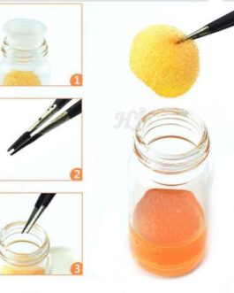 Frasco con 2 esponjas para limpiar adhesivo de pinzas V-59