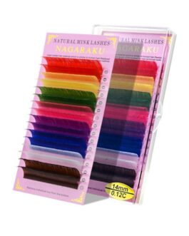 NAGARAKU Mix Color Extensión Suave Natural Sintético Visón Arco Iris 8 Colores Mezcla 16 Líneas