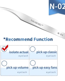 Pinzas Premium Profesional NAGARAKU N-02 acero inoxidable, no magnéticas, pestañas postizas, 3D, pinzas de precisión Lagrimal