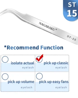Pinzas Premium Profesional NAGARAKU ST-15 acero inoxidable, no magnéticas, pestañas postizas, 3D, pinzas de precisión Curva