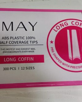 Tip May Long Cuffie Largo 55.81 mm 300 pzas Transparente, Blanco, Natural caja ROSA