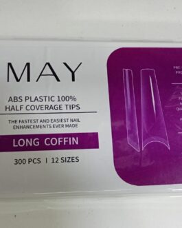 Tip May Long Cuffie Mediano 300 pzas Transparente, Blanco, Natural caja morada