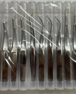 Paquete De 12 Pinzas Acero Inox Aplicación Extensiones De Pestañas volumen V-180-12