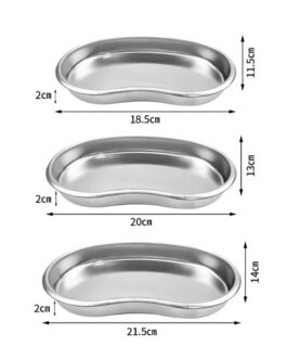 Bandeja de acero inoxidable curva para instrumentos quirúrgicos médicos, dentistas, veterinarios, estetica, laboratorio, 3 medidas